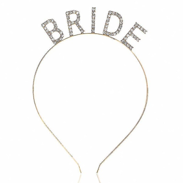 Rhinestone Bride Pannband Elegant Bride Crown Bachelorette Party Pannband Guld Gold