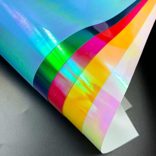 Farverigt varmeoverførselsklistermærke Vinylbundt gør-det-selv-beklædningsfilm silhuetpapir (5 stk)