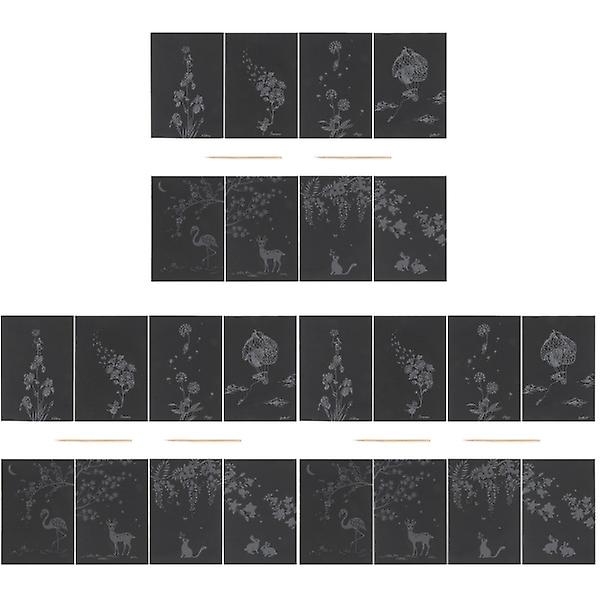 24 st Plants Series Scratch Painting Scratch Paper Art Set Hälsning (svart)24 st20x14cm 24 pcs 20x14cm