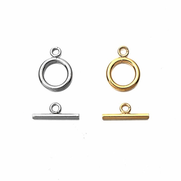 Toggle Clasp Metal Round Toggle Clasp T-bar Closure Jewelry Accessories For Diy Jewelry Making Necklace Bracelets(100pcs, Silver+gold)