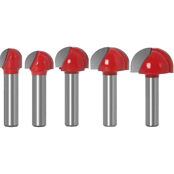 8 mm:n varsi, pyöreä nokka-suojus Core Box -jyrsimen terä, pyöreä urajyrsinterä puuntyöstöön, punainen5 kpl