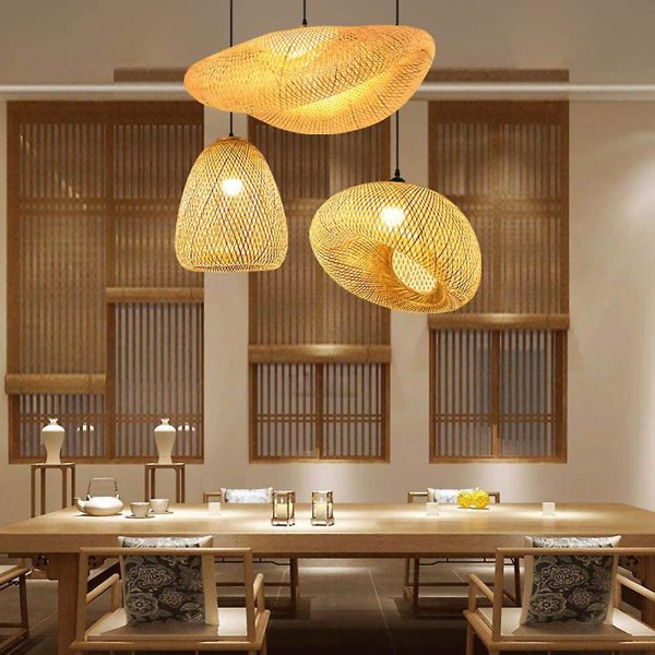 Rustik bambu lykta hänglampa vintage japansk ljuskrona hängande taklampa för vardagsrum Sovrum Restaurang Café Bar Matsal R