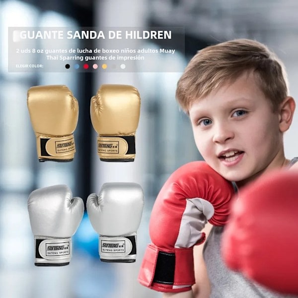 RYI_2 stk. Boksehandsker til børn PU Læder Kamphandsker Sandsæk Kickboxing Thaihandsker Professionelle til Børnetræning 01 Blå