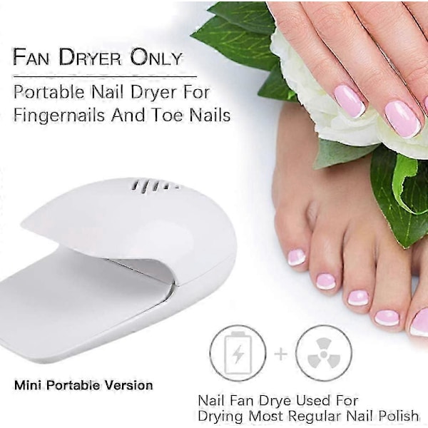 Nagellacksfläkt för Vanligt Nagellack, Portabel Nageltork Nagellackskonst Maskin Snabbtorkande Nagellack Gel Naglar
