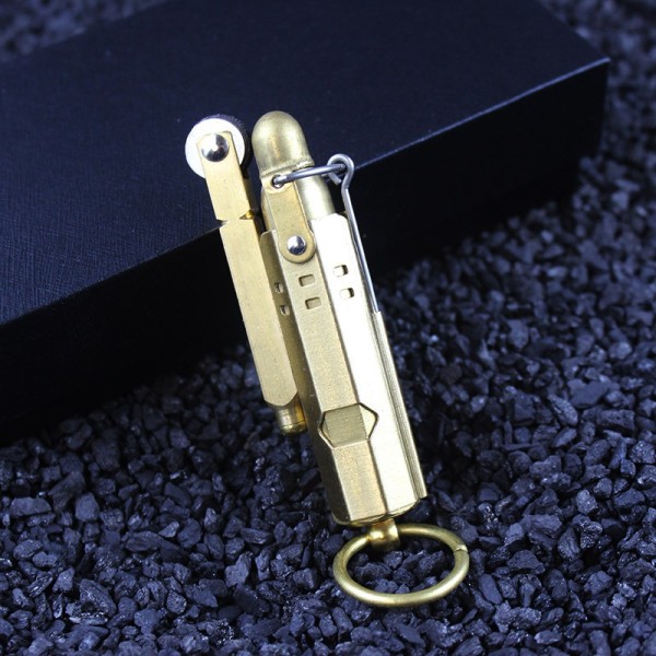 Håndlaget Sigarett Lighter WWI WWII Kule Retro Vintage Messing/Kobber Gravløper Lighter, Gave til Samling (gull)