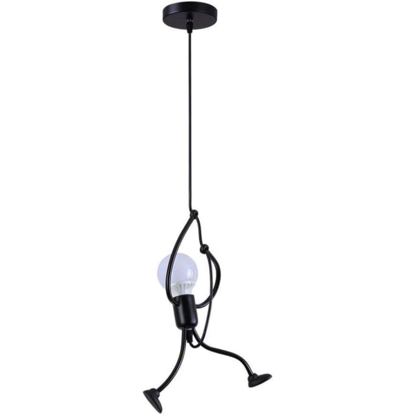 E27 järn ljuskrona lampa kreativ tecknad design barnrum ljuskrona (svart