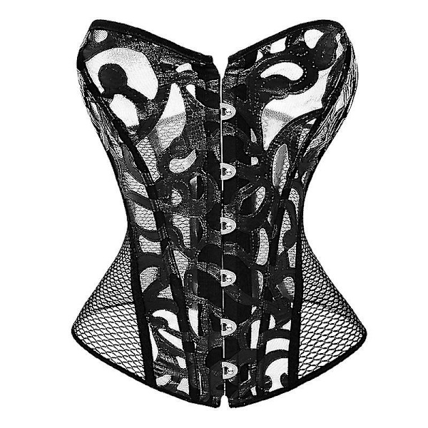 1 Sæt Sort Shapewear Sexy Bustier Korset Polyester Blomster Court Shapewear
