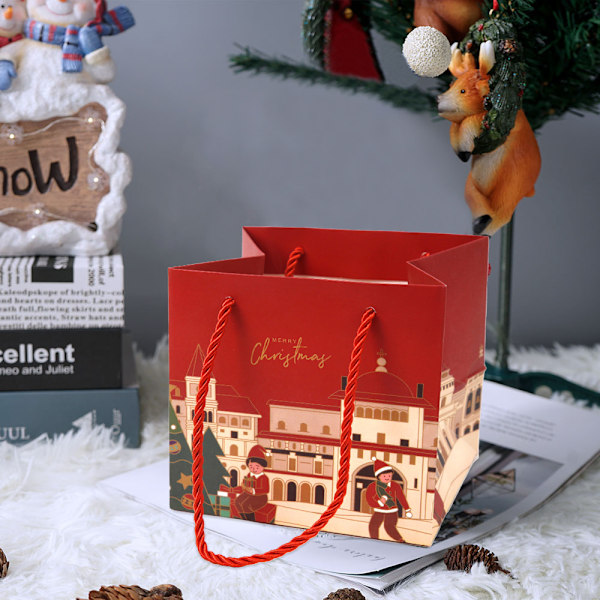 2-pack Julklappspåsar med Handtag, Stora Väska för Inpackning av Julgåvor, 5.51\"×5.51\"×4.72\"