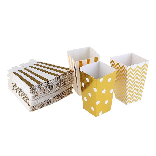 36st Popcorn Lådor Container Födelsedag Baby Shower Bröllopsfest Favors Tillbehör Dekoration (guld)36 st 36 Pcs