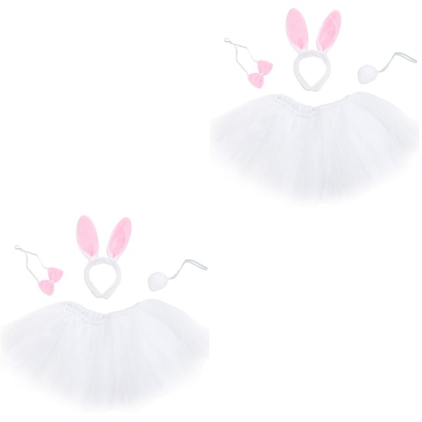 5st påskbubblekjol Kaninöron Pannband fluga Set Bunny Gaze Dress Party Kostym Kostym För K 2pcs Middle