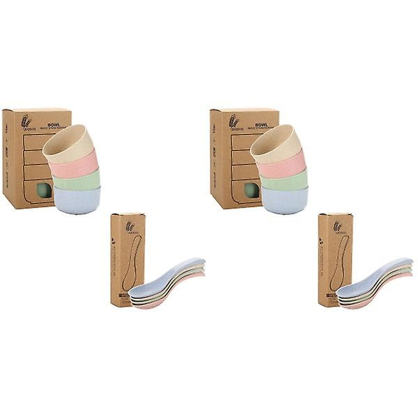 3-pack Vetehalm Servis Set Student Mikrovågsugn Uppvärmd Matbehållare För Kontor Utomhus Resor (4 2pcs 5.1x3.7x4.7cm