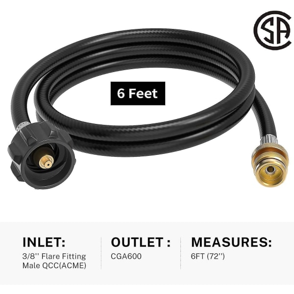 6 ft propan adapter slange 1 Lb til 20 Lb konverter til Weber Q gasgrill 1 stk.