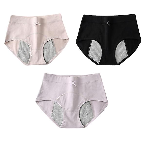3-pack Trosor för Kvinnor Fysiologiska Underkläder Menstruationsunderkläder Mellanhöga Byxor M M