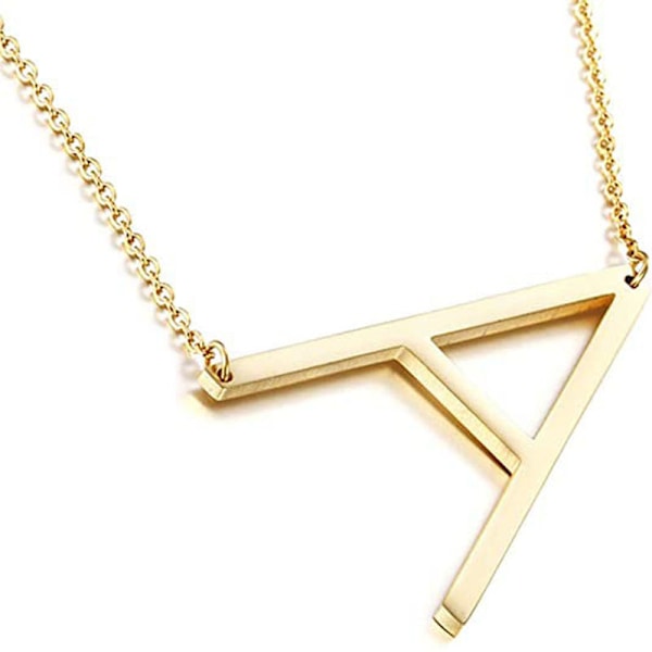 18K Forgyldt Rustfrit Stål Initial Halskæde Stor Bogstav Halskæde Stor Initial Vedhæng Monogram Navn Halskæde til Kvinder Pakke med 2