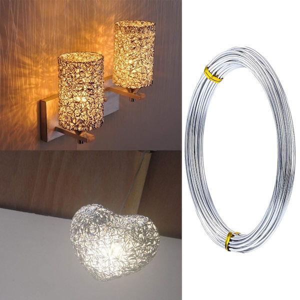 Alumiinilanka 40 m, Hopea Alumiinilanka 1,5 mm, Metalli käsityölankana, Taivutettava Metallilankana Helmenkiertelyyn (5 m rullassa, 8 rullaa)
