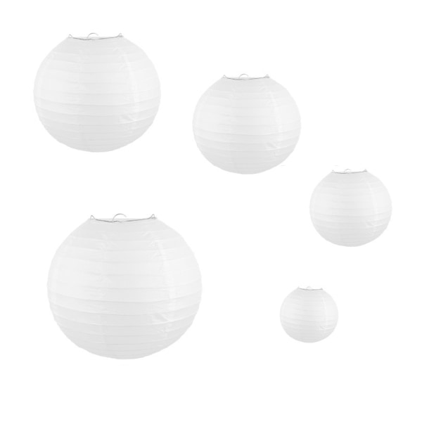 Hvid papirlanterne Hvid rund papirlanterne DIY-lanternelampe til fødselsdagsbryllupsdekorationer Håndværksdekorationer (5 stk, 4" 6" 8"