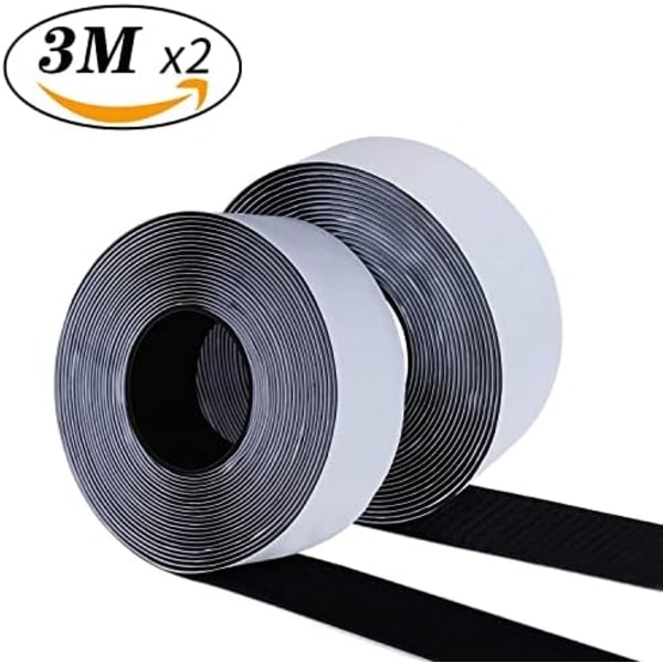Dubbelsidig Kardborre 20mm x9m - Extra Stark Tejp för Alla Ytor Svart 30mm x 3m_ryy