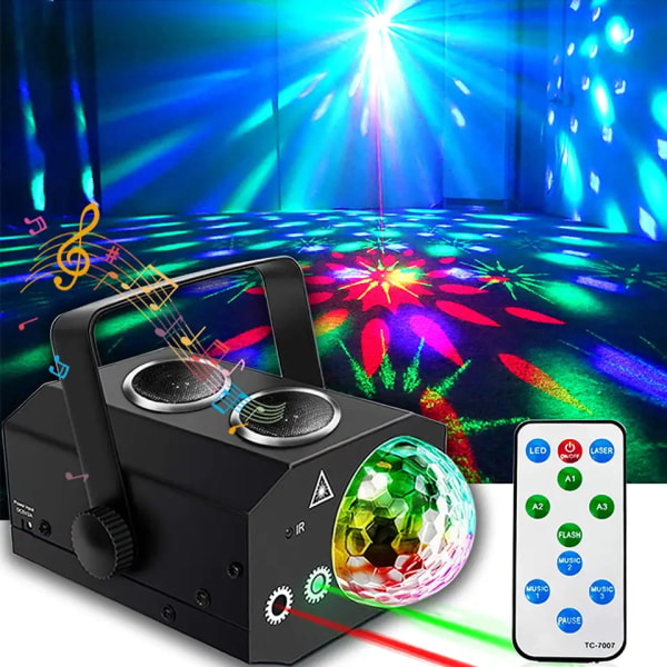 Festlys, Disco Ball Lights,Disco Lights,Dj Lights Rave Lights Scenelys Strobelys Laserlys USB Power Lyd aktivert med fjernkontroll