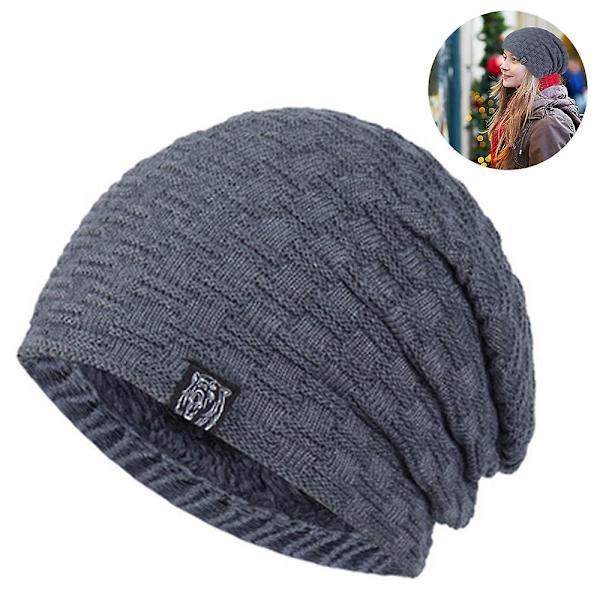1 st Hat till Män Vinter Varma Hattar Stickad Slouchy Tjock Skallehatt Grå gray