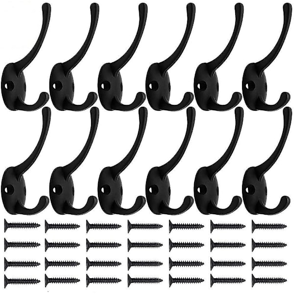Frakkekroge, 12 stk. Frakkeholder Frakkekroge Metal Hat Hook Retro Kroge Til Frakkeholder Badeværelse Køkken Med 28 Skruer