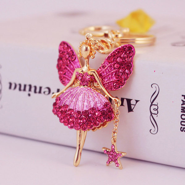 Ängel Nyckelring Rosa Kristall Nyckelring Kreativ Söt Metall Kristall Nyckelring Söt Bilhänge Mini Nyckelring Används För Nycklar, Plånböcker, Ryggsäckar, Bilar, Hol