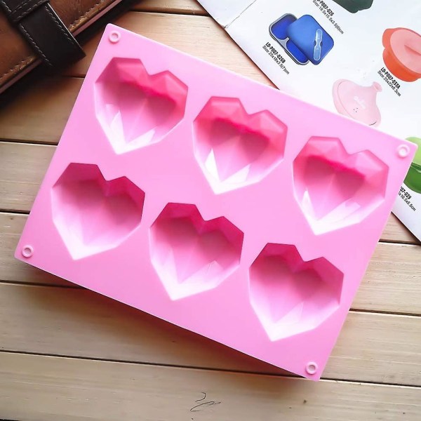 Hjärtformad form, 6 typer av hjärtformer, för choklad, alla hjärtans dag, muffinspanna, bakpanna för godis, rosa