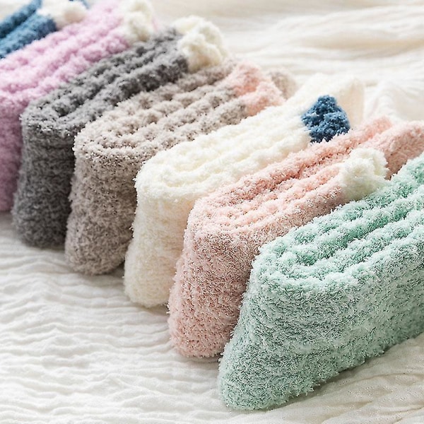 Dames Fuzzy Sokker Slippers Vinter Fluffy Cozy Cabin Varme Bløde Fleece (7 sæt (14 stk))