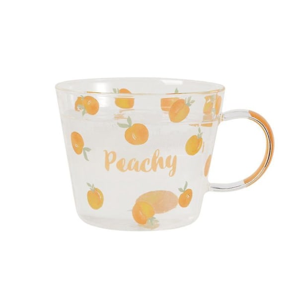 500ml Glasmjölkkrus med skala, honungspersika-design - gul