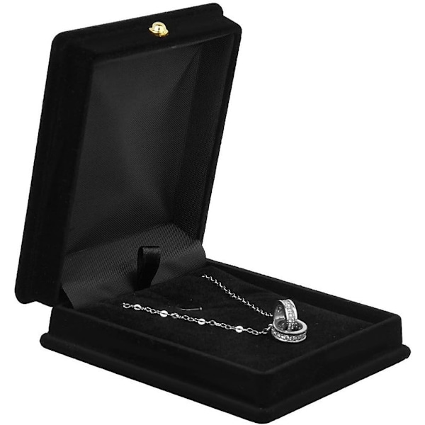 1 x Sammetshalsband Kedja Smycken Display Case Holder Organizer - Svart  kan även förvara ring, örhänge och andra småsaker