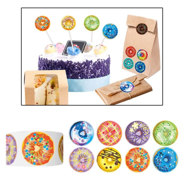 Donut Stickers Sortiment av dekorativa Donut Stickers Självhäftande Donut Stickers