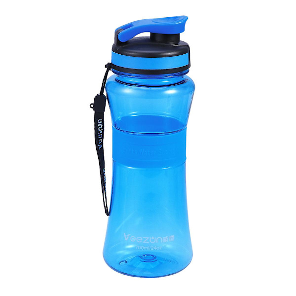 700 ml Bärbar Transparent Läckagesäker Plastvattenflaska för Yoga Löpning Utomhussporter (blå) Blå Blue