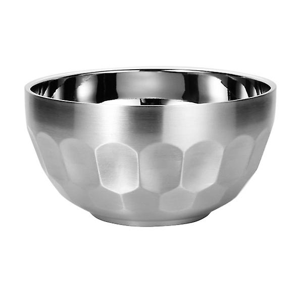 304 Rustfrit Stål Dobbeltlags Isoleret Tykk Skål Madskål Salatskål (sølv 12,9 cm)Sølv 11,8 * 11,8 CM Silver 11.8*11.8CM