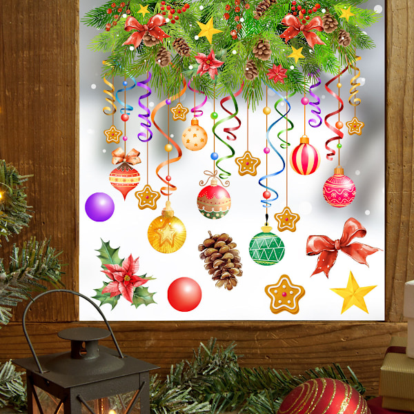 Julklappsstickers för vägg. Dekaler för semesterdekoration för vardagsrum, kök, glasfönster