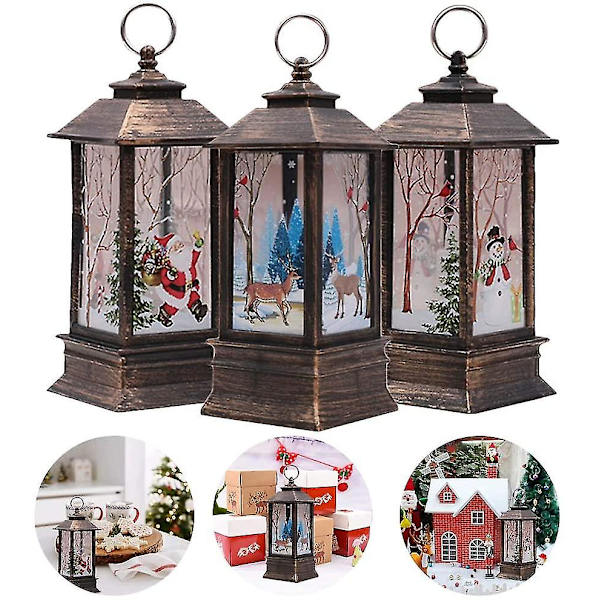 Julepynt Lys Vintage Julelys Med LED Julemand Elg Snemand Julemand Santa Claus