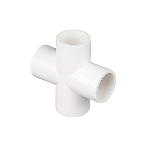 4-vejs 1\" kryds PVC-fitting, 8-pak PVC-fitting-stik, møbelkvalitet, til byggeri af møbler og PVC-konstruktioner, hvid