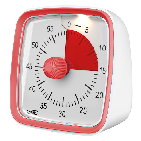 Secura 60 Minuters Visuell Nedräkningstimer, Hållbar Mekanisk Köktimer med Magnetisk Bakstycke (Röd)
