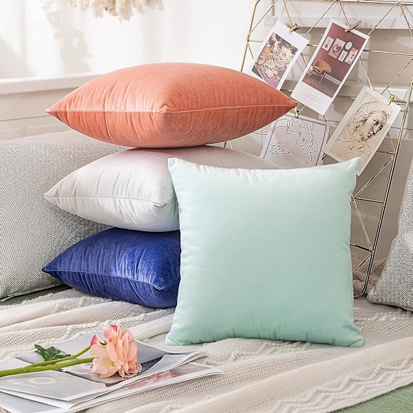 Sæt af 2 Dekorative Fløjls Pudebetræk Sofa Pudebetræk Super Glat Blød Dekoration Hjem Stue Soveværelse Til Sofa 2 Stykker 30x30cm Jam