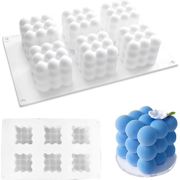 Terningforme, Silikonform Bage Chokolade Kage Og Lavning Af 3D Håndlavede Lys, DIY Værktøjer Til Mousse Dessert Gele Is 6 Hulrum 6 Cavity