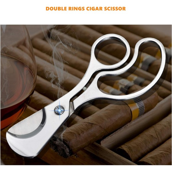 Cigarrklippare Bärbar cigarrklippare i rostfritt stål med dubbla skurna giljotinsaxar för olika storlekar av cigarrer,