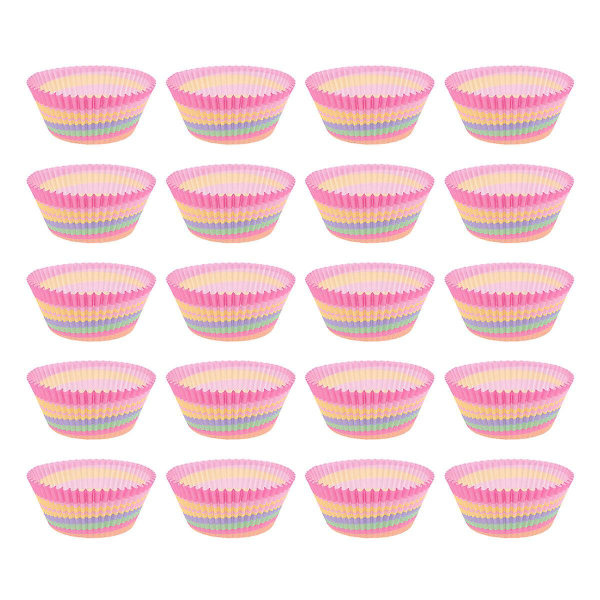 100 st Oljefasta muffinspapper Regnbågsfärgade tårtmuggar Färgglada papper Cupcakeliners Dessertwraps Fettfast tårthållare6,8*3,2cm 6.8*3.2cm