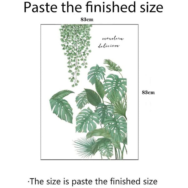 4 stk DIY Grønne Plante Veggklistremerker, Plante Tropiske Blad Veggklistremerker, Egnet for Soverom, Stue, Spisestue, TV Bakgrunn Vegg, Hal