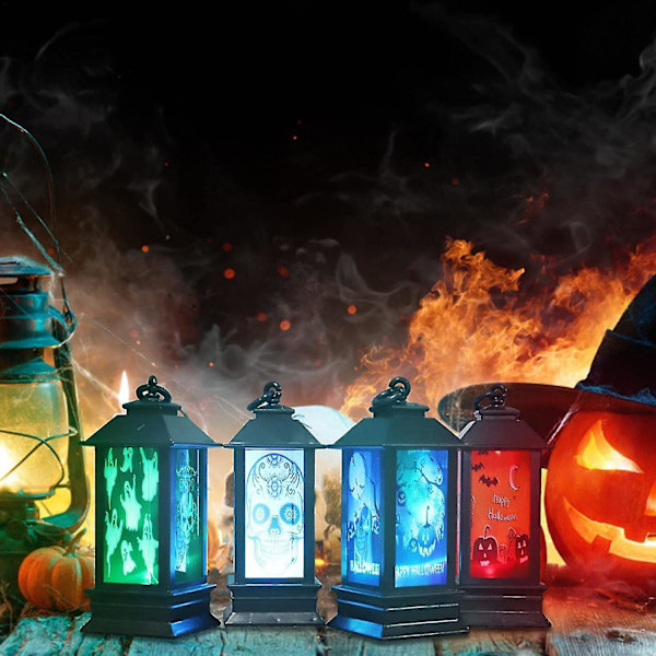 2 kpl Halloween-koristelylyhtyjä, Halloween LED-lyhtyvalot kurpitsan ja haamun muotoisina - Vintage-koristelylyhdyt jouluun ja Halloweeniin