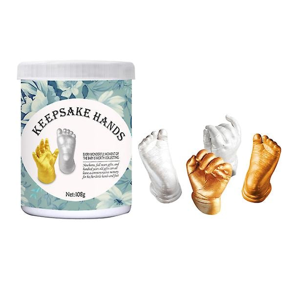 1 Set Baby Hand Casting Kit Nyfödd Minnesgåva Handmatgjutningsformningskit Guld 10.5x8cm