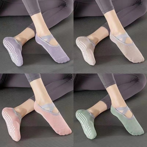 Halkfria yogastrumpor för kvinnor, Sticky Sock för Pilatesstrumpor med grepp Professionella yogabåtsstrumpor