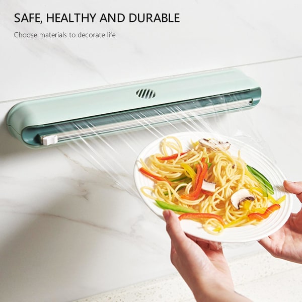 Magnetisk plastfolie dispenser med glidekniv, genopfyldelig tin aluminiumsfolie dispenser (1 stk)
