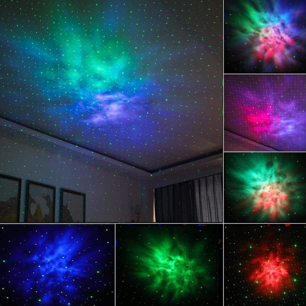 LED Natlys Projektor Stjerneklar Himmel Roterende Projektorlys Fjernbetjening Nattehimlen Lys Grå