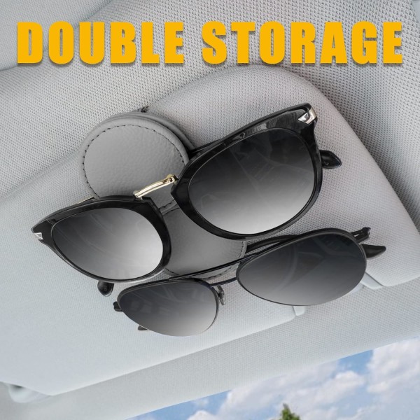 Solglasögonhållare för bilvisir Läder Solglasögon Clip Organizer Uppgradering Ny dubbelposition magnetisk passform Universal bil