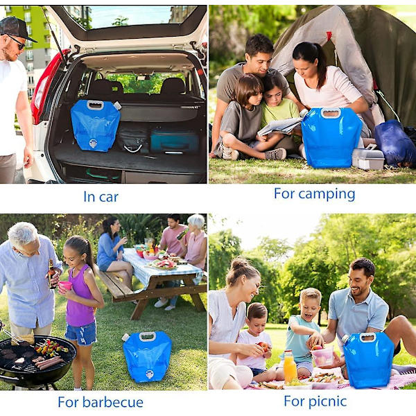 Vikbar Vattenpåse, 10l BPA-Fri Campingvattenpåse Utomhus Dricksvattenpåse Med Vattenkran För Vandring Picknick 2 Stycken