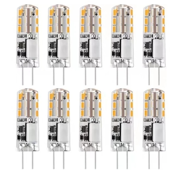 10x G4 LED-lampor 12V AC/DC Varmvit 3000K 2W, Energibesparande lampa Superljus Ingen flimmer