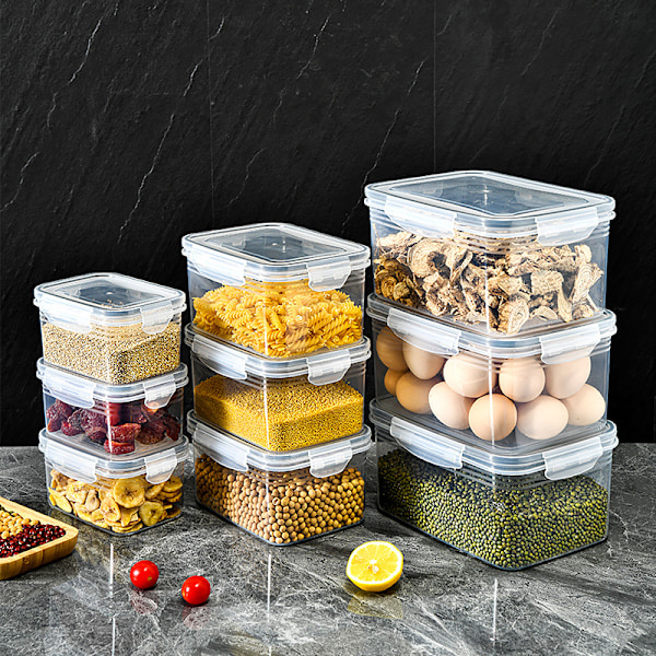 Kjøkken mat plast forseglet ferskvareboks med lokk kjøleskap fryser ferskvareboks med lokk stor_xrzi Fresh-keeping box with basket 1750ML 850-3300ml